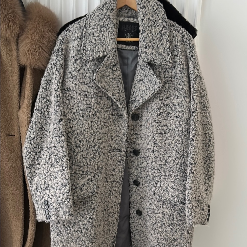 J. Harris Black and White Tweed Coat
